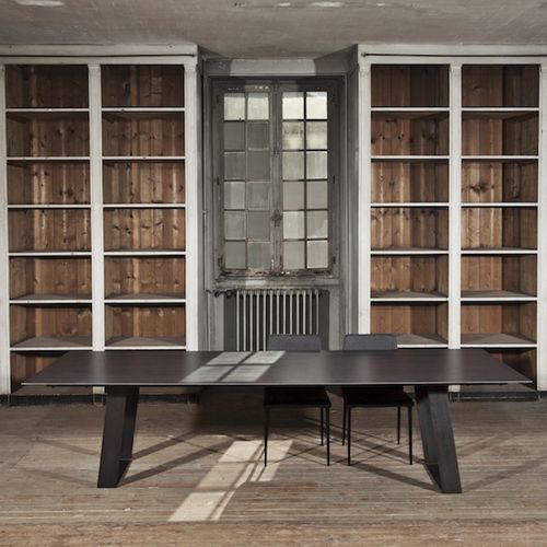Tavolo da pranzo contemporaneo - PARALOG - TRISS - in acciaio / in ceramica / in ardesia
