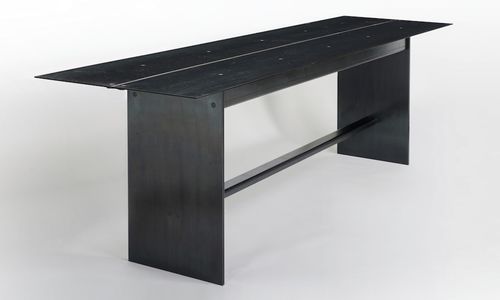 Tavolo alto contemporaneo - FOGLIA - TRISS - in acciaio / rettangolare / per uso residenziale