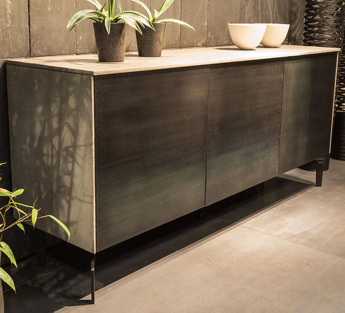 Credenza contemporanea - 180 - TRISS - in vetro / in acciaio / in calcestruzzo