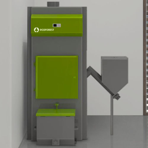 Caldaia a pellet - VAP 100 - ECOFOREST - residenziale / da interno / con sistema di stoccaggio per pellet