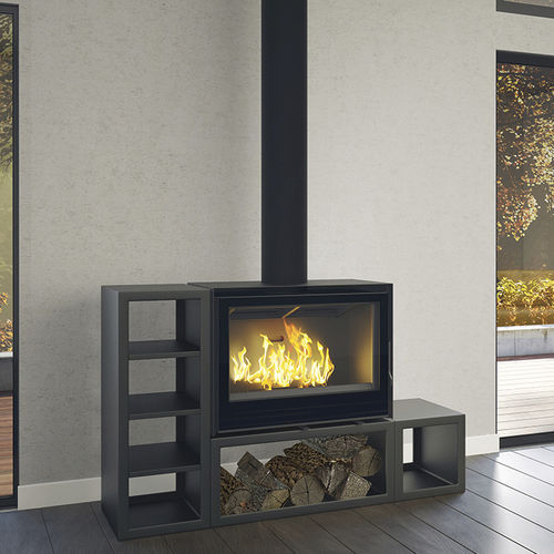 Stufa a legna - BLOC HORIZONTAL  - SEGUIN - 7 kW / contemporanea / in acciaio