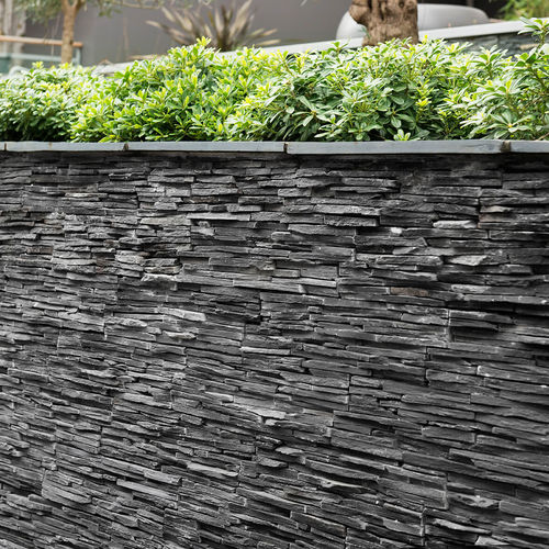 Lastra di paramento in pietra naturale - JET DARK THIN SET - CUPA STONE - da interno / da esterno / testurizzata