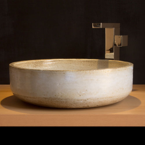 Lavabo da appoggio - CASPIO - TERRAKLINKER - GRES DE BREDA - in ceramica / rotondo / 1 foro