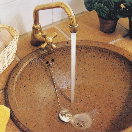 Lavabo da incasso - OLIMPO NATURAL - TERRAKLINKER - GRES DE BREDA - in ceramica / rotondo / 2 fori