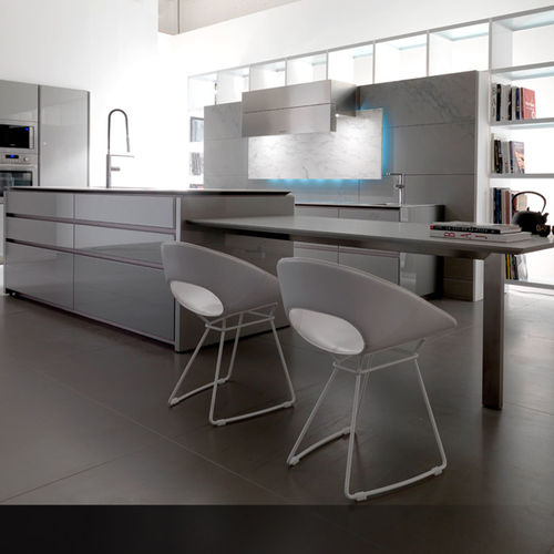 Cucina contemporanea - WIND LACQUERED - TONCELLI - in legno / in acciaio inossidabile / con isola