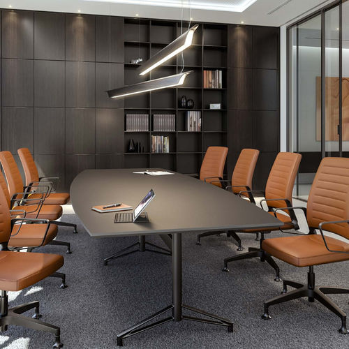 Tavolo da riunione contemporaneo - FASCINO-2 - Interstuhl Büromöbel GmbH & Co. KG - impiallacciato in legno / in vetro / con supporto in metallo
