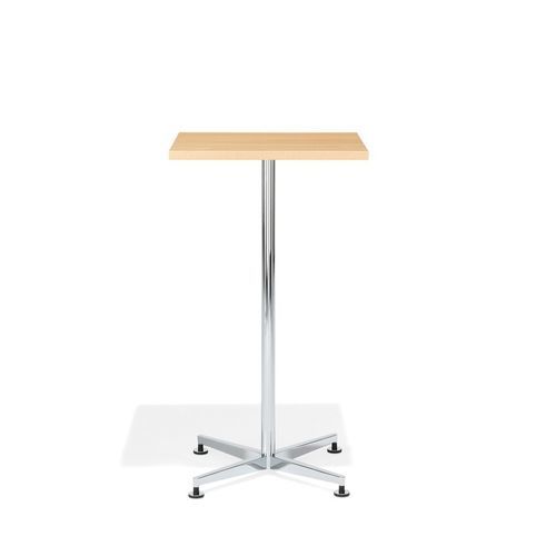 Tavolo alto contemporaneo - san_siro - Kusch & Co - impiallacciato in legno / con supporto in acciaio cromato / quadrato