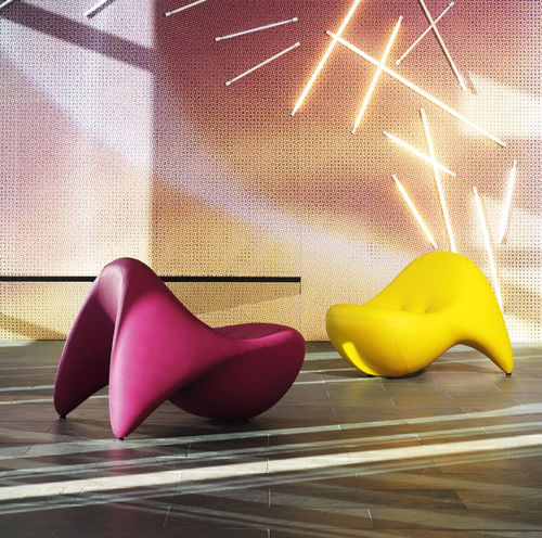 Chauffeuse design organico - Colani  - Kusch & Co - in tessuto / grigia / blu