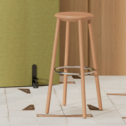 Sgabello da bar contemporaneo - Creva  - Kusch & Co - in tessuto / in faggio / in legno tinto