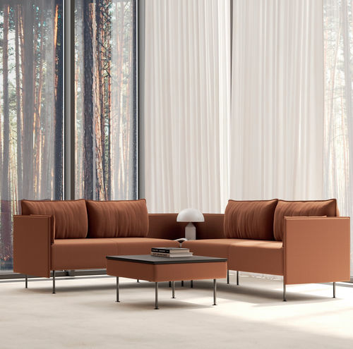 Tavolino basso contemporaneo - Creva - Kusch & Co - in legno / con supporto in metallo / con supporto in legno