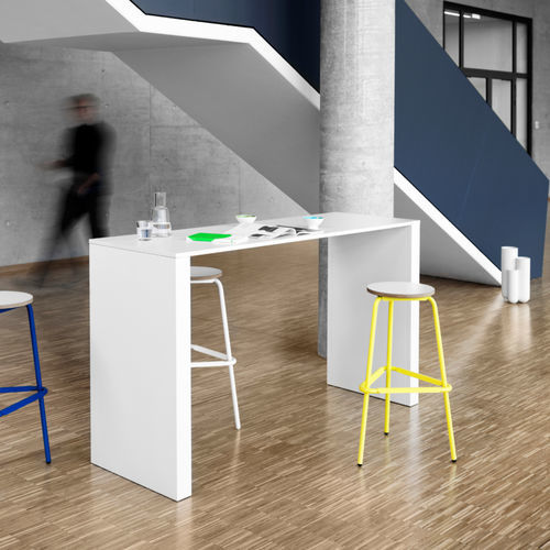 Tavolo alto contemporaneo - T 60 - Müller - in laminato / in linoleum / con supporto in metallo
