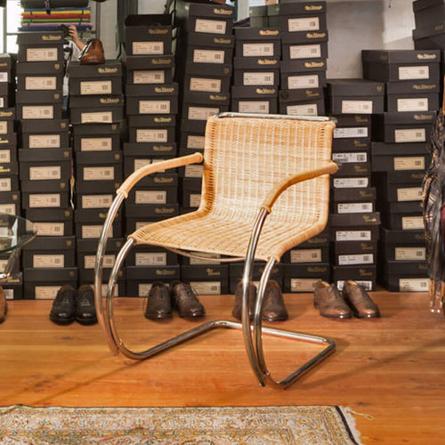 Sedia design Bauhaus - D42 - Tecta - da interno / in vimini / con supporto in acciaio