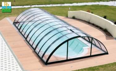 Copertura per piscina a mezza altezza - CLASSIC - luxe-pools - telescopica / in acciaio inossidabile / con azionamento manuale
