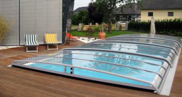 Copertura per piscina bassa - SUPERFLAT - luxe-pools - telescopica / in alluminio / con azionamento manuale