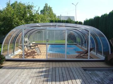 Copertura per piscina alta - REVOLUTION - luxe-pools - telescopica / in alluminio / con azionamento manuale