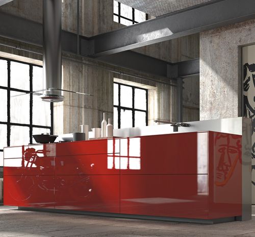 Cucina contemporanea - Artematica Vitrum Arte - VALCUCINE - in vetro / con isola / senza maniglie