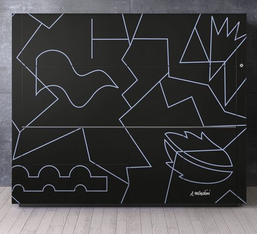 Mobile bar contemporaneo - Logica Celata Vitrum Arte Mendini - VALCUCINE - in vetro / nero