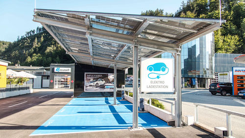 Tettoia per posto-auto contract - SONNENPORT - Sonnenkraft Gmbh - con pannelli solari / in alluminio / in acciaio galvanizzato