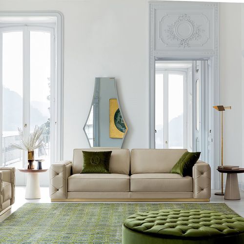 Divano contemporaneo - TRACY - Alberta - in tessuto / in pelle / beige