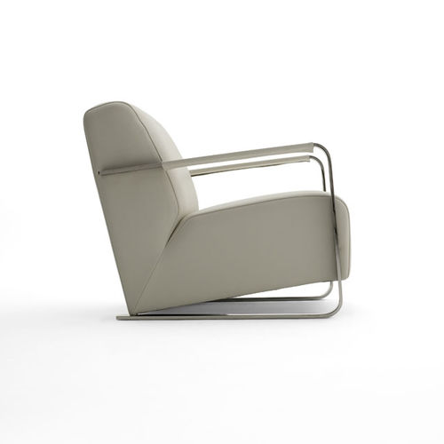 Poltrona contemporanea - ELLE - Alberta - in pelle / beige / a slitta