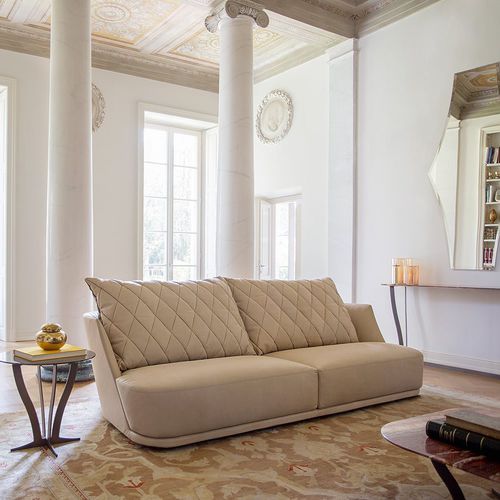 Divano contemporaneo - GRACE - Alberta - in tessuto / in pelle / beige