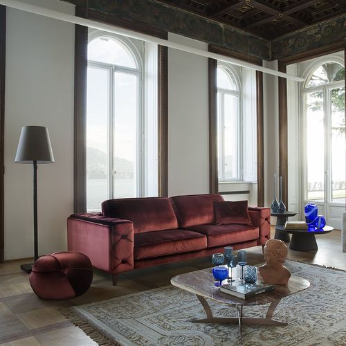 Divano contemporaneo - BELMONDO - Alberta - in tessuto / in pelle / beige