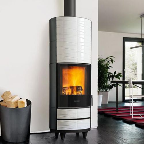 Stufa a legna - ROUND-H - Piazzetta - 5 kW...10 kW / con piedi / contemporanea