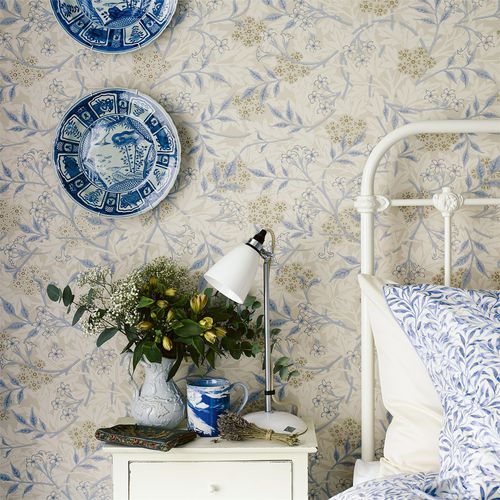 Carta da parati classica - JASMINE - MORRIS & Co. - con motivi floreali / con motivi naturali / aspetto tessuto