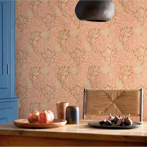 Carta da parati contemporanea - APPLE   - MORRIS & Co. - con motivi naturali / aspetto tessuto / blu