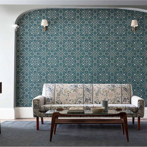 Carta da parati contemporanea - BROPHY TRELLIS - MORRIS & Co. - in lino / a motivi / aspetto tessuto