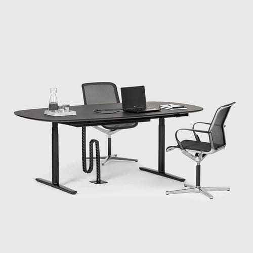 Tavolo da riunione contemporaneo - LEVEL PURE LIFT MEETING - Bene GmbH - in melaminico / con supporto in alluminio / ovale