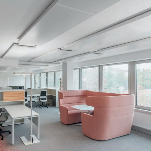 Isola di privacy per ufficio acustica - DOCKLANDS - Bene GmbH - in legno / in tessuto