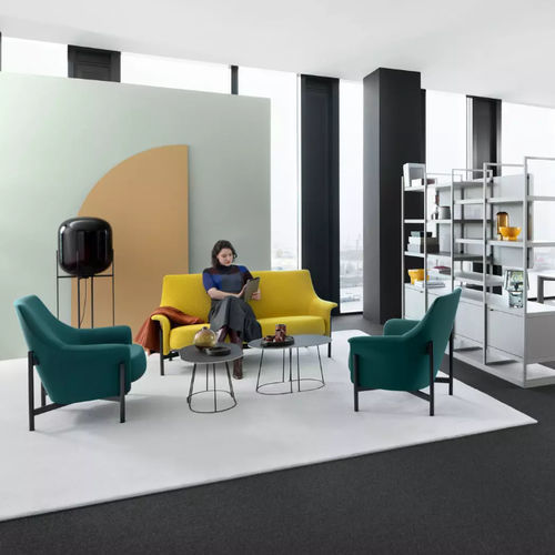 Poltrona contemporanea - PORTS - Bene GmbH - in tessuto / in pelle / in acciaio inossidabile