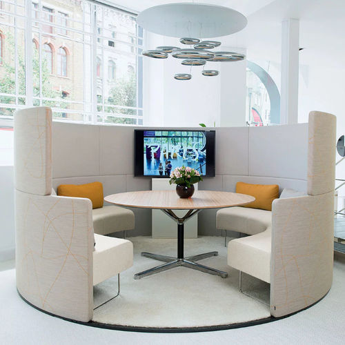 Supporto per TV da terra contemporaneo - PARCS - Bene GmbH - con vano contenitore / in metallo / in PC