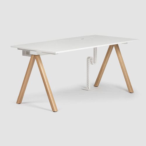 Tavolo da lavoro contemporaneo - DELTA BY BENE - Bene GmbH - in legno / con supporto in acciaio / rettangolare