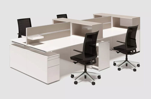 Divisorio per ufficio su scrivania - T-PANEL MULTI - Bene GmbH - autoportante / in tessuto / in vetro