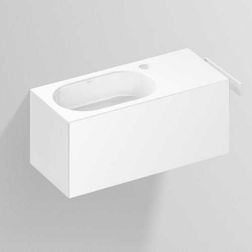Lavabo sospeso - XXS SERIES - Alape - in acciaio vetrificato / con piano integrato / con portasalviette integrato