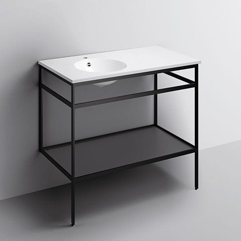Lavabo consolle - WP.WF SERIES - Alape - in acciaio vetrificato / con scaffale integrato / rettangolare