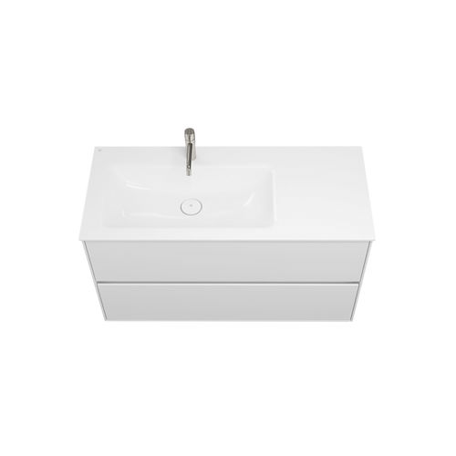 Lavabo sospeso - SGAB112 - Burgbad - in ceramica / con piano integrato / con miscelatore