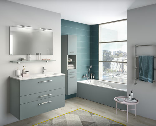 Bagno contemporaneo - GRAPHIC Mélodie Vert aloé mat - Delpha - in legno / in ceramica / su misura
