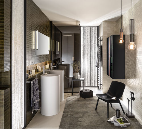 Bagno contemporaneo - TOTEM - Delpha - in noce / in ebano / in Solid Surface