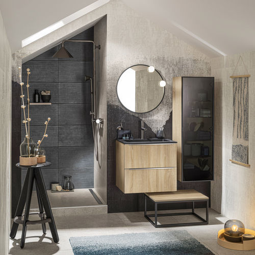 Bagno contemporaneo - ARCHI - Delpha - in quercia chiaro / in pietra / su misura