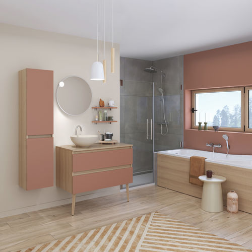 Bagno contemporaneo - INTUITIVE Terracotta mat - Delpha - in rovere / in quercia sabbiata / in ceramica
