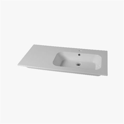 Lavabo da incasso - QUBO : QS121SX101 - Disegno Ceramica - in ceramica / con piano integrato / rettangolare