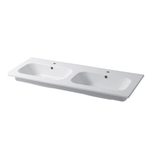 Lavabo da incasso - QUBO : QS12D46101 - Disegno Ceramica - in ceramica / doppio / rettangolare