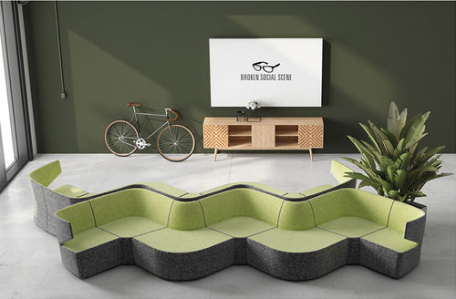 Divanetto imbottito contemporaneo - LOUNGE PUZZLE - DRIGANI SRL - in tessuto / per ufficio / con schienale