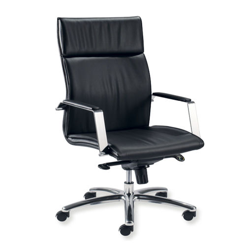 Sedia da ufficio contemporanea - UF 507/A - DRIGANI SRL - da interno / in pelle / con supporto in metallo cromato