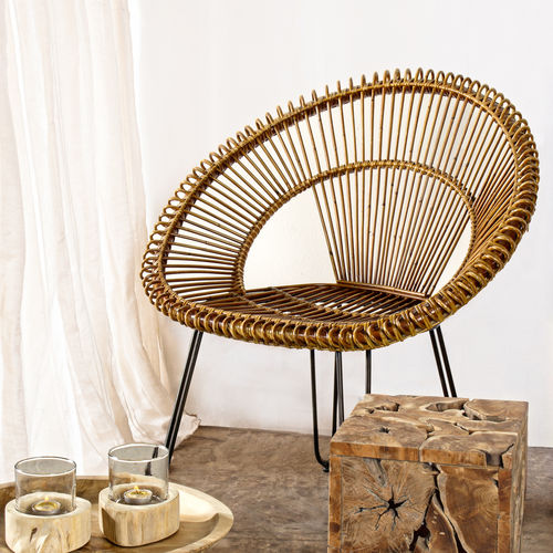 Sedia contemporanea - CAMILA - DRIGANI SRL - da esterno / in rattan / con supporto in acciaio verniciato a polvere