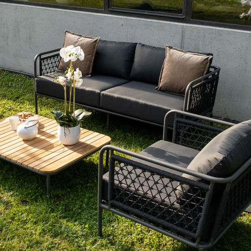 Divano contemporaneo - CORTINA - DRIGANI SRL - in Textilene® / in corda / con cuscino rimovibile