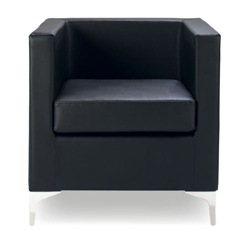 Poltrona contemporanea - UF 163 - DRIGANI SRL - in pelle / con cuscino rimovibile / nera
